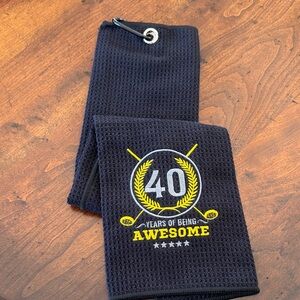 NWT CybGene Black 40th Birthday/Anniversary Golf Towel